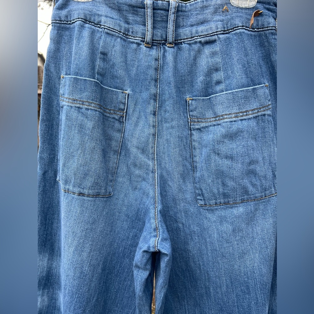 Pilcro and Letterpress Anthropologie Baggy Wide Leg Pleated Jeans 30 COTTON - Picture 13 of 13